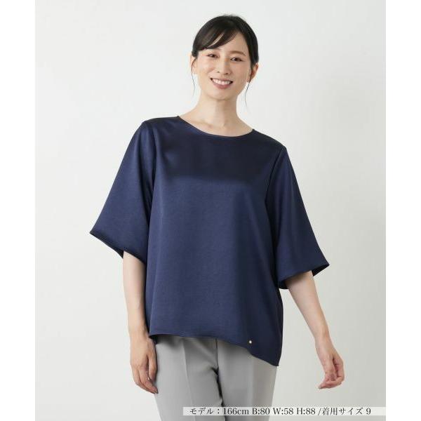 Leilian / レリアン 洗えるストレッチサテンブラウス