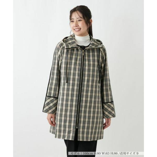 Leilian / レリアン チェックフーデッドコート