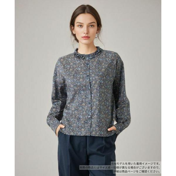 Leilian / レリアン 花柄フリルカラーブラウス