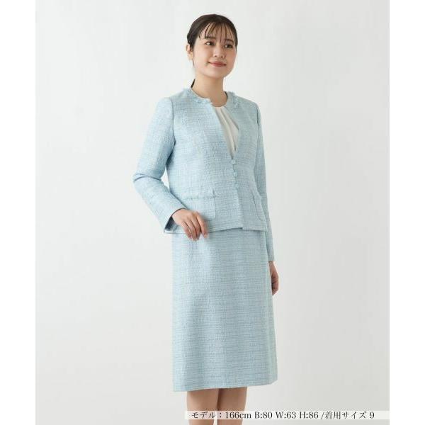 Leilian / レリアン ノーカラーツイード風スーツ【セレモニー】【Leilian WHITE ...