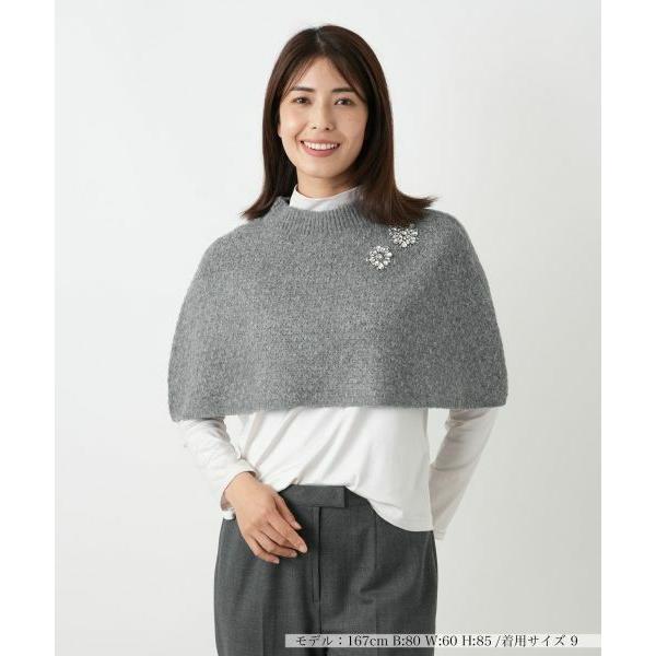 Leilian / レリアン ラインストーンニットケープ