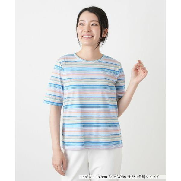Leilian / レリアン マルチカラーボーダーTシャツ【Leilian WHITE LABEL】