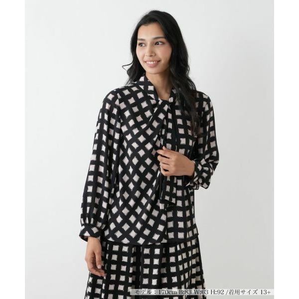 Leilian PLUS HOUSE / レリアンプラスハウス ボウタイ風格子柄ブラウス