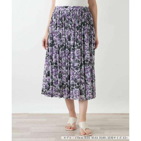 Leilian PLUS HOUSE / レリアンプラスハウス 【ウォッシャブル】花柄プリーツスカー...