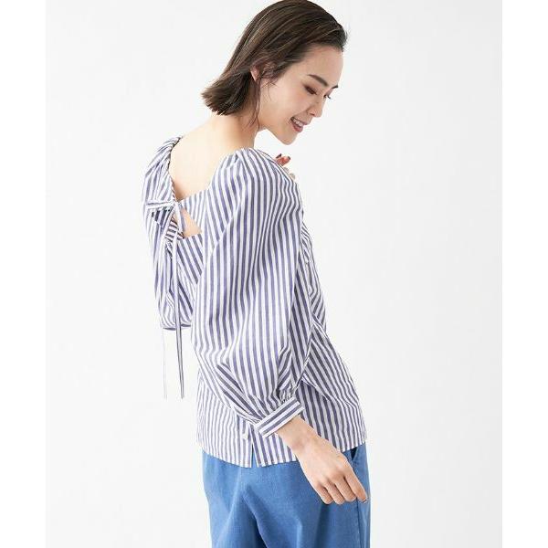 NEMIKA / ネミカ ストライプ柄バックリボンブラウス