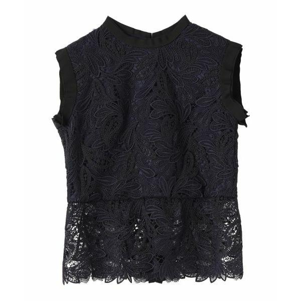 LANVIN COLLECTION / ランバン コレクション エンブロイダリーフェザーレースブラウ...