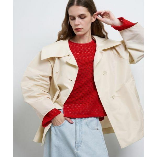 LANVIN en Bleu / ランバン オン ブルー ビッグカラーライトタフタミドルコート