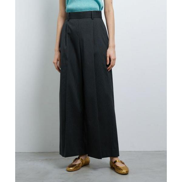 LANVIN en Bleu / ランバン オン ブルー ウールポリエステルタックワイドパンツ