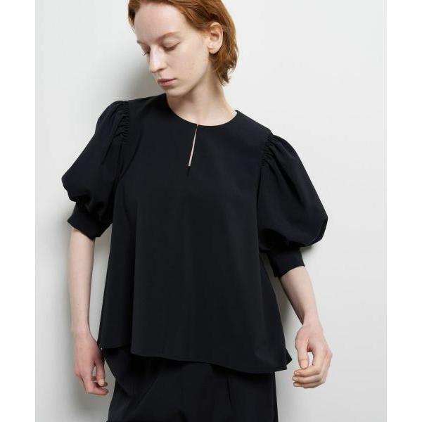 LANVIN en Bleu / ランバン オン ブルー ポリエステルツイルギャザースリー ブブラウ...