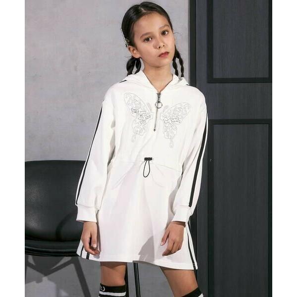 nexchic / ネクシック バタフライパッチフード付き裏毛ワンピース(110~150cm)