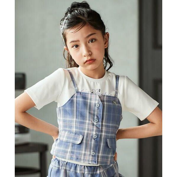 nexchic / ネクシック チェックビスチェ＋スパンテレコ半袖Ｔシャツセット(110~150cm...