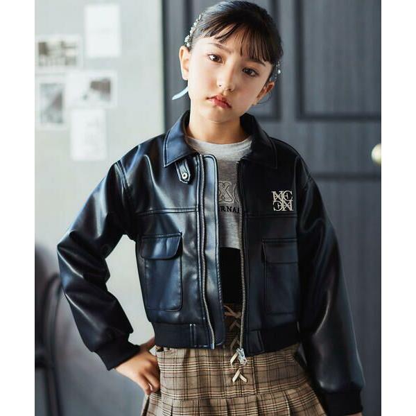 nexchic / ネクシック フェイクレザー&amp;チェック柄ブルゾン(110~150cm)