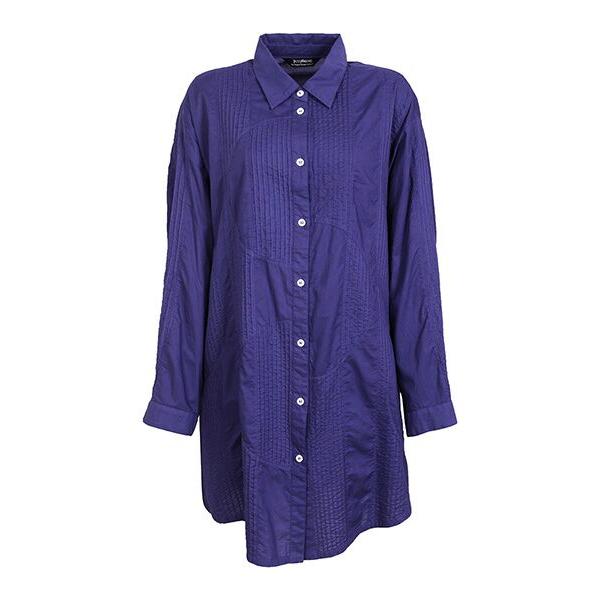 YACCOMARICARD / ヤッコマリカルド ローン 半円切替+縦ストライプピン 長袖チュニック...