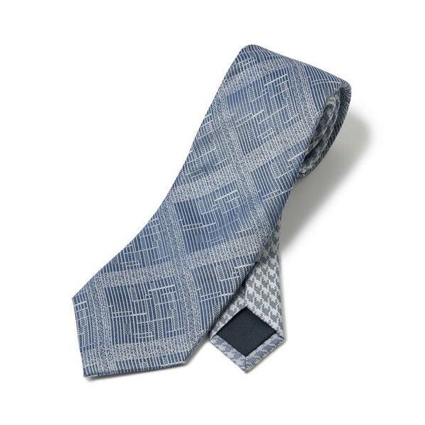 MEN'S BIGI / メンズビギ ジオメトリック柄xシャドー千鳥柄クレリックタイ