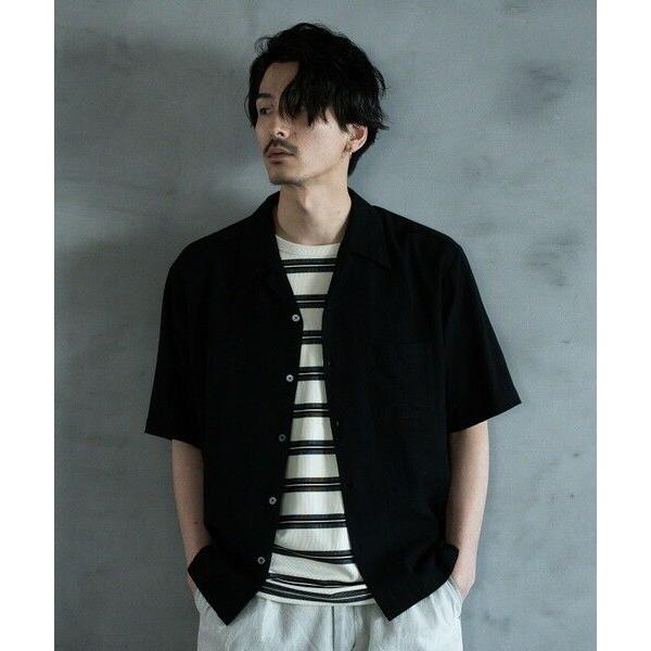 MEN'S BIGI / メンズビギ 麻レーヨンオープンカラーショートスリーブシャツ