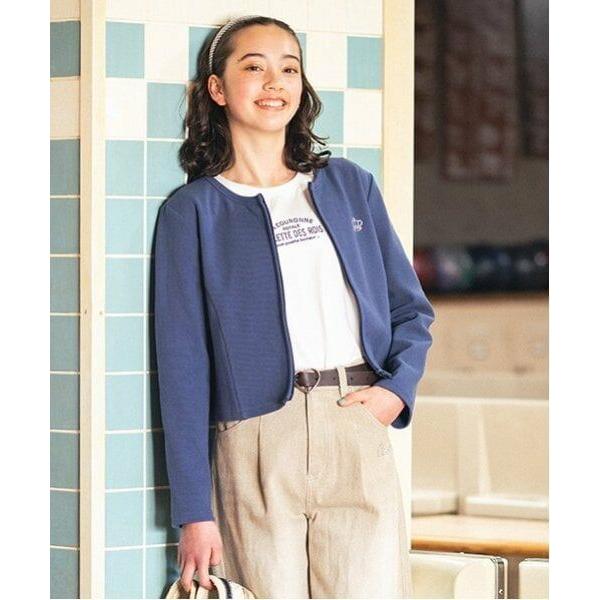 pom ponette junior / ポンポネット ジュニア ノーカラーZIPカーデTシャツセッ...