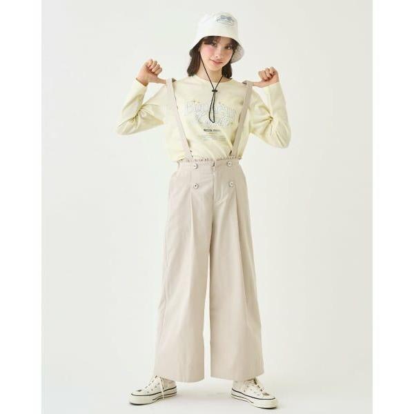 pom ponette junior / ポンポネット ジュニア サスペンダーつき釦ワイドパンツ