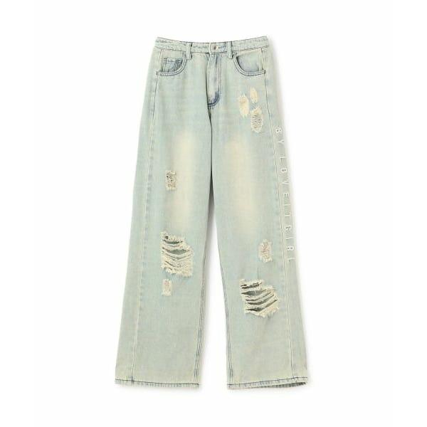 by LOVEiT / バイ ラビット サイド切り替えダメージデニム