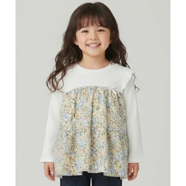 Pupil House / ピューピルハウス 花柄ドッキング長袖Tシャツ