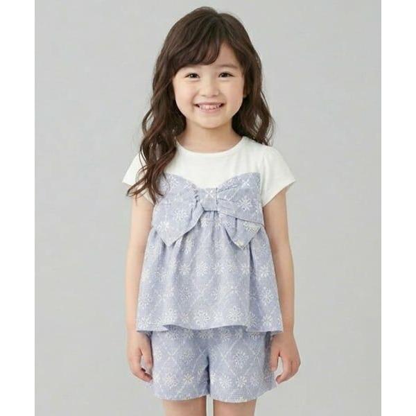 Pupil House / ピューピルハウス ギンガムチェック刺しゅうレースセットアップ