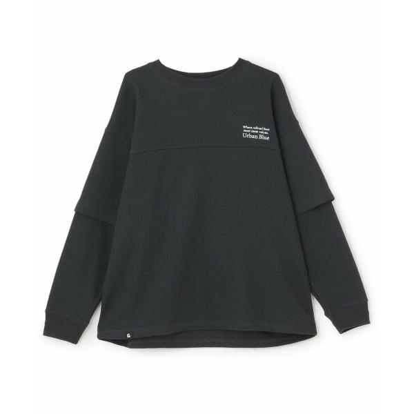 GLAZOS / グラソス 袖レイヤードワンポイント刺しゅう長袖Tシャツ