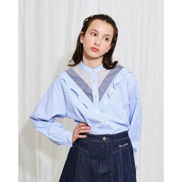 POM PONETTE AMI / ポンポネット アミ 【AMI】クレイジースタンドカラーブラウス