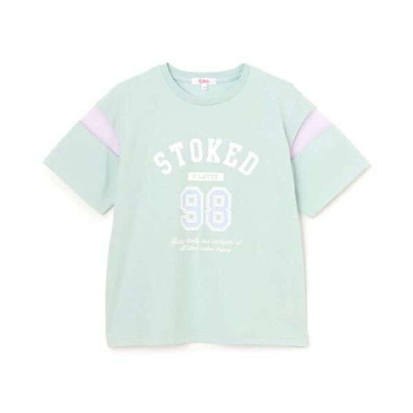 PINK-latte / ピンク ラテ 袖チュール切替ナンバリング半袖Tシャツ