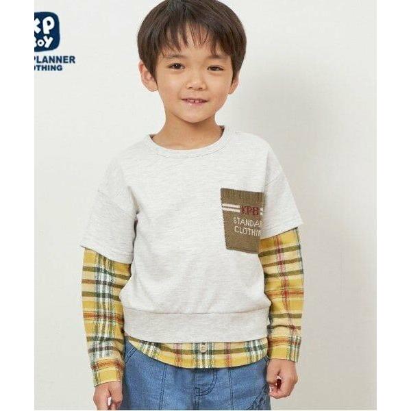 KP / ケーピー KPBOY チェックとミニ裏毛のレイヤード風トレーナー(90〜160)