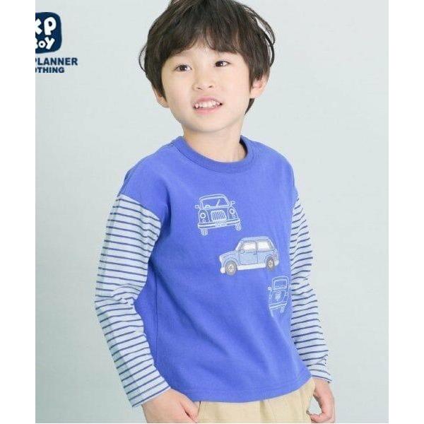 KP / ケーピー KPBOY 車モチーフの袖ボーダー長袖Ｔシャツ(80〜140)
