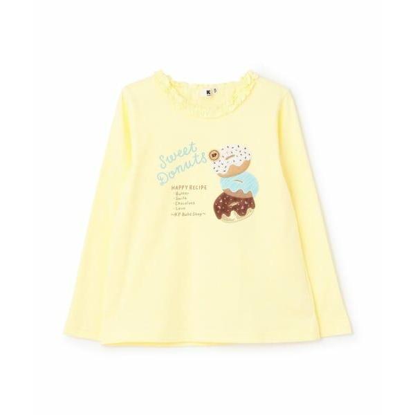 KP / ケーピー ドーナツ柄アップリケ 長袖Tシャツ