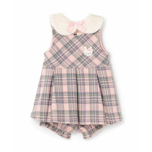 KP / ケーピー Wジャカードチェック ベビーセット 【ティペット付き】