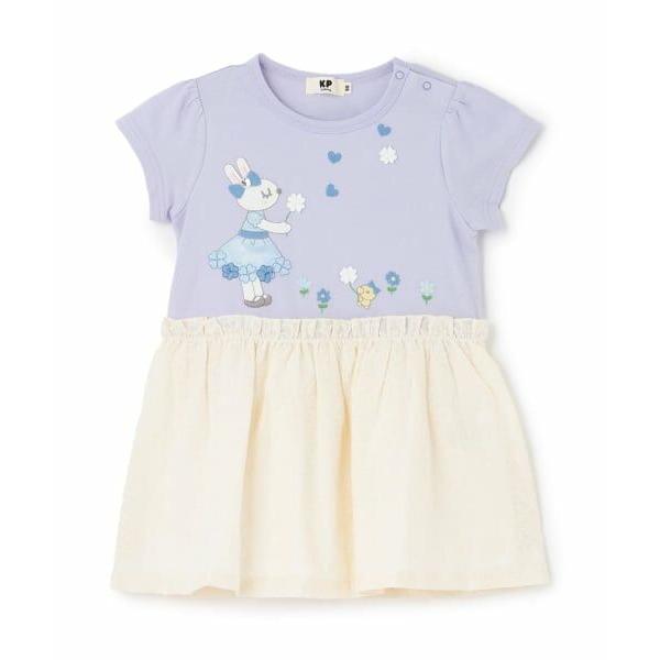 KP / ケーピー 天竺×綿レース クローバー柄 ワンピース