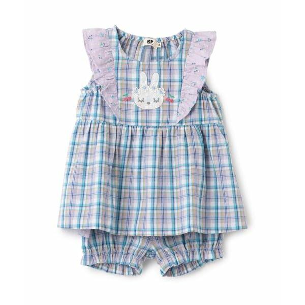 KP / ケーピー 先染チェック×ドビー織プリント チュニック・ブルマセット