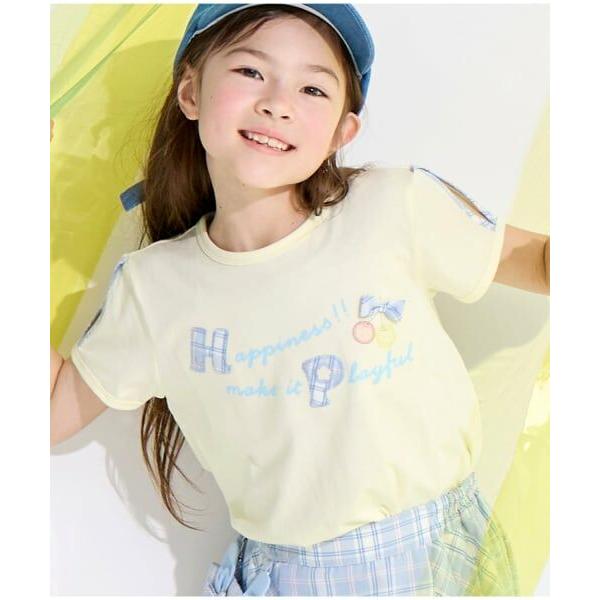 KP / ケーピー チェックロゴ 肩スリットTシャツ