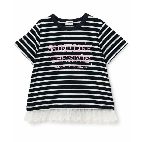 KP / ケーピー 裾レース パールモチーフ Tシャツ