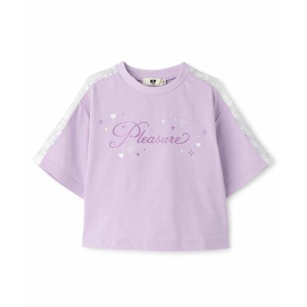 KP / ケーピー 【吸水速乾】 袖レース ラメロゴ 5分袖Ｔシャツ