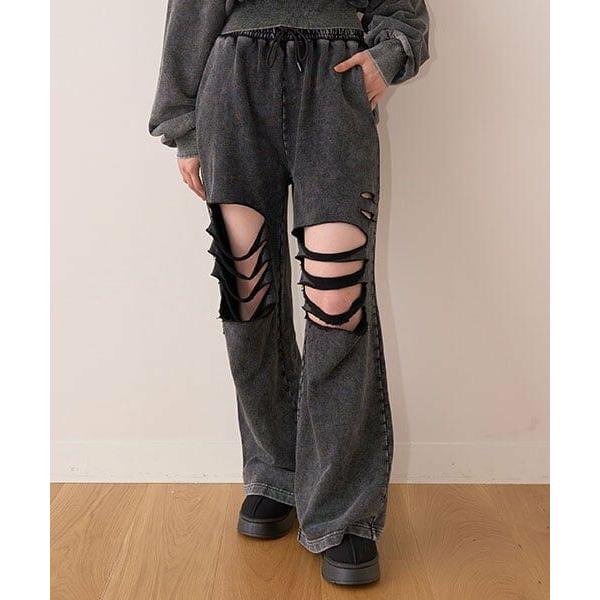 Mi-je / ミジェ ダメージスウェットパンツ【韓国ファッション】