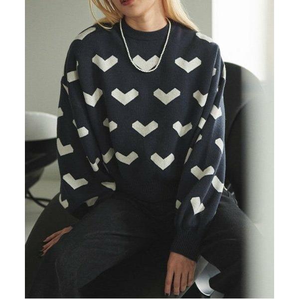 LUKU nari / ルクナーリ ハート柄ニットプルオーバー