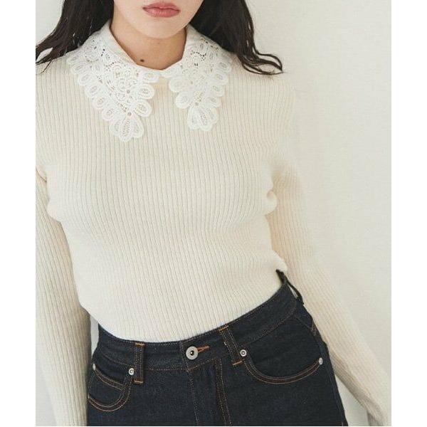 LUKU nari / ルクナーリ エリ刺繍ニットプルオーバー