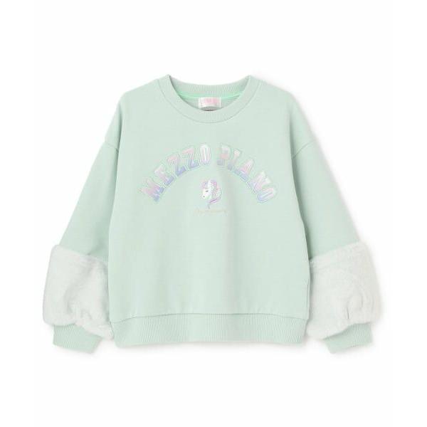 mezzo piano / メゾピアノ 6044212R どうぶつロゴ　ファー袖トレーナー