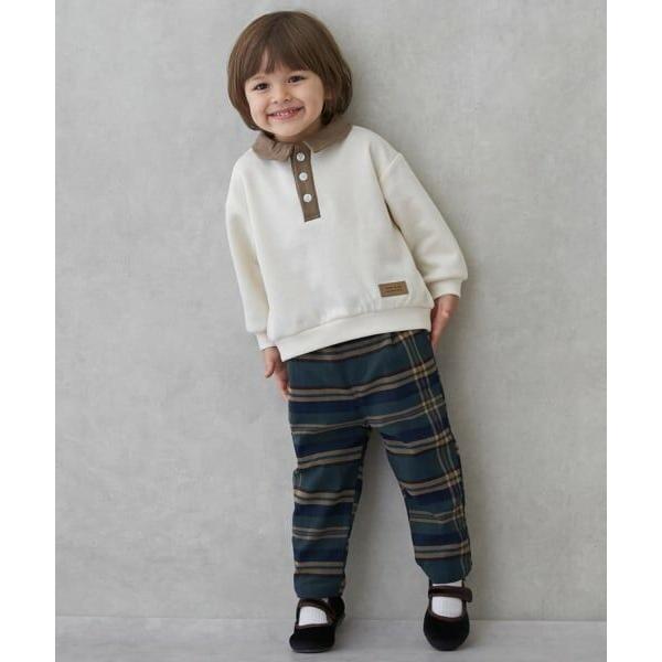 petit main / プティマイン チェックのびのび起毛ストレッチパンツ