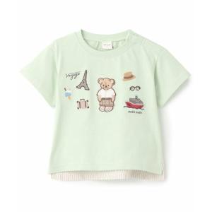 petit main / プティマイン 【接触冷感】くま旅アップリケ半袖Tシャツ