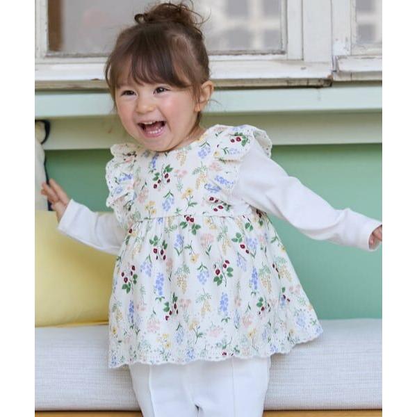 petit main / プティマイン 【リンク】ショルダーフリル長袖チュニック