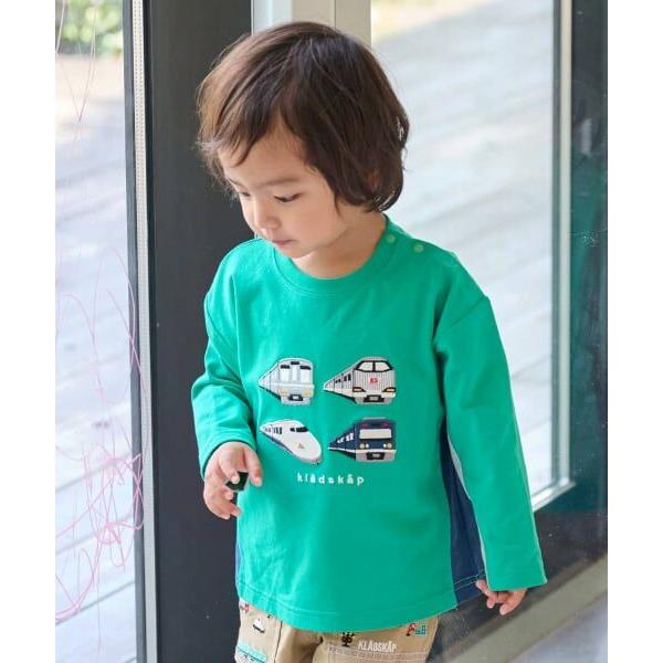 kladskap / クレードスコープ 電車アップリケ長袖Tシャツ