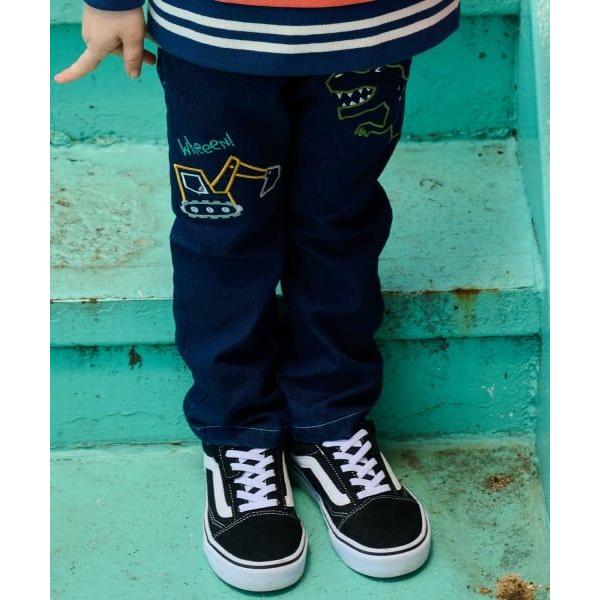 kladskap / クレードスコープ 恐竜と重機ロング丈ストレートパンツ