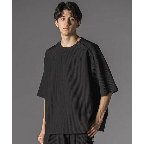 LIBERCORE par BEBE / リベルコア パル ベベ ドビーストライプ肩ボタン半袖シャツ...