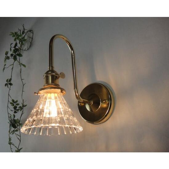 ★真鍮製スワン型ブラケットウォールランプ60 ガラスシェード LED対応壁用照明ウォールランプライト...