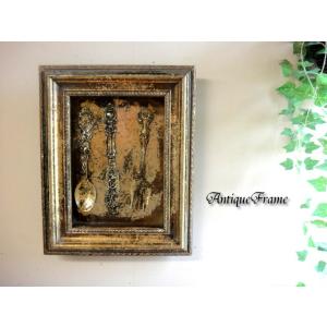 ★アンティーク額縁パネル　デコレーションカトラリースプーンフォークナイフモチーフウォールデコ　ヨーロ...