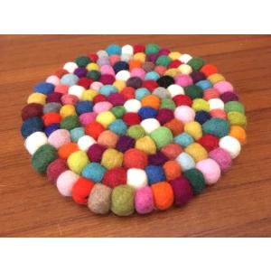 最安値挑戦中★直径18cm前後★カラフルポコポコフエルト鍋敷き なべ敷き カラフルポップフェルトボー...