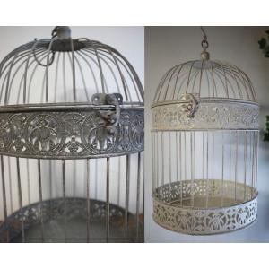 ★アンティークシャビー 大き目アイアンバードゲージラウンド Lサイズ プラントホルダー アンティーク...